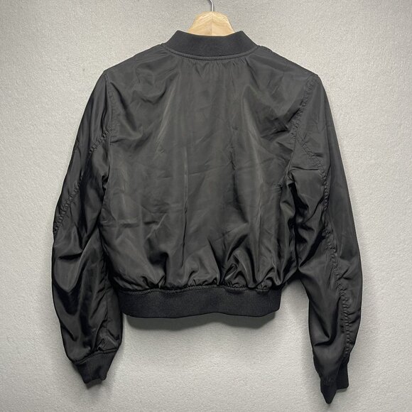 Pull&Bear Womens Black Cropped Bomber Jacket S - Picture 6 of 9